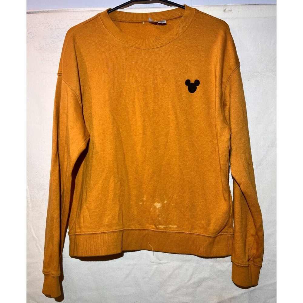 Disney Mickey Mouse Women's SZ L Long Sleeve Shirt Sweatshirt Yellow Gold A1